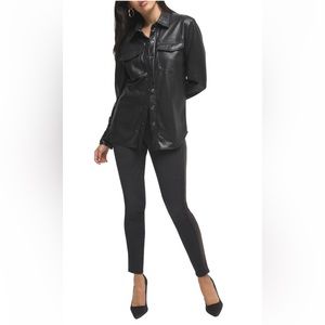 Good American Faux Leather Military Shirt Jacket